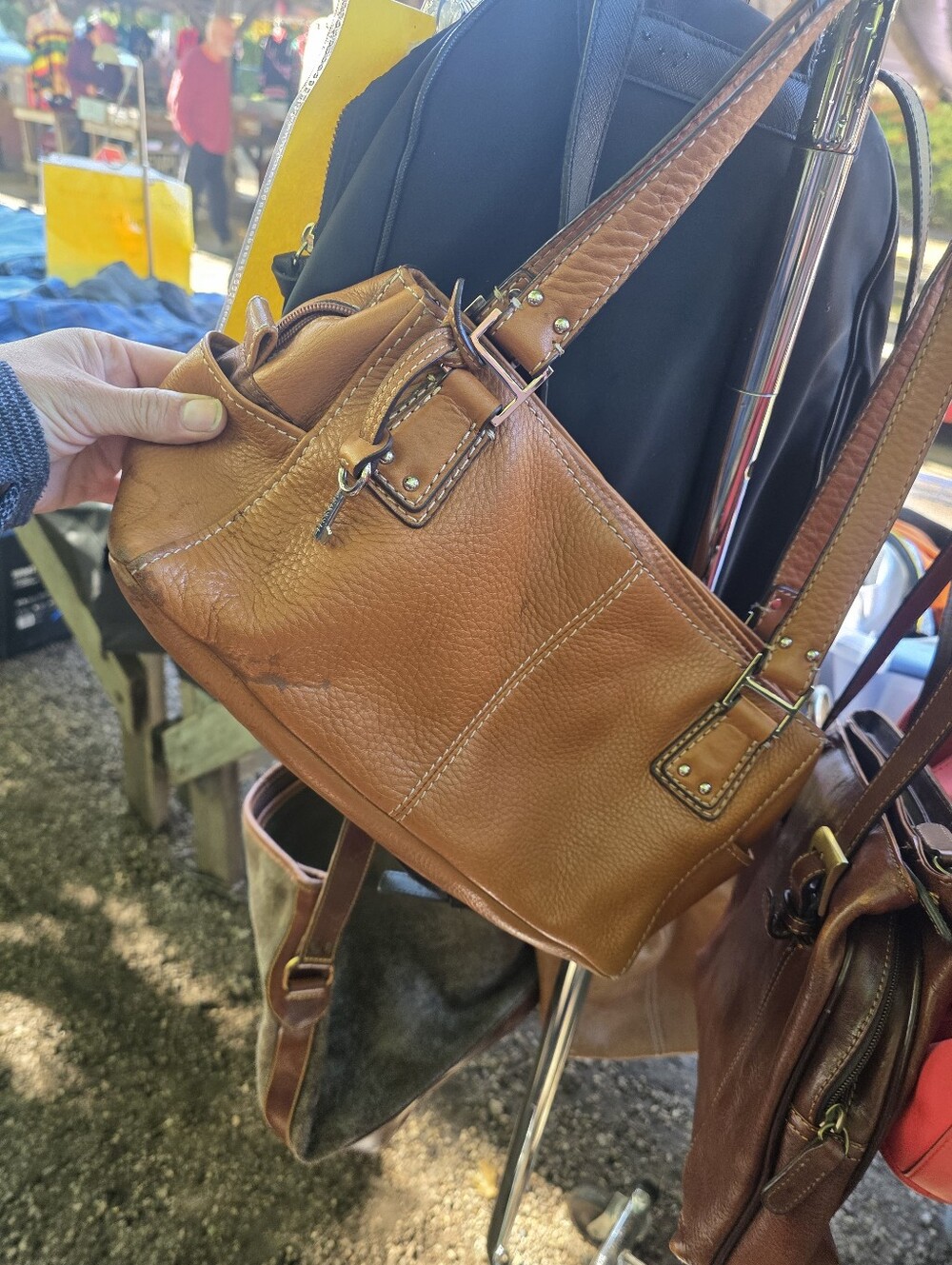 Fossil Leather Shoulder Bag - Classic Pebbled Leather